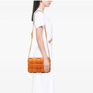 Bottega Veneta Orange Intrecciato Padded Leather Crossbody